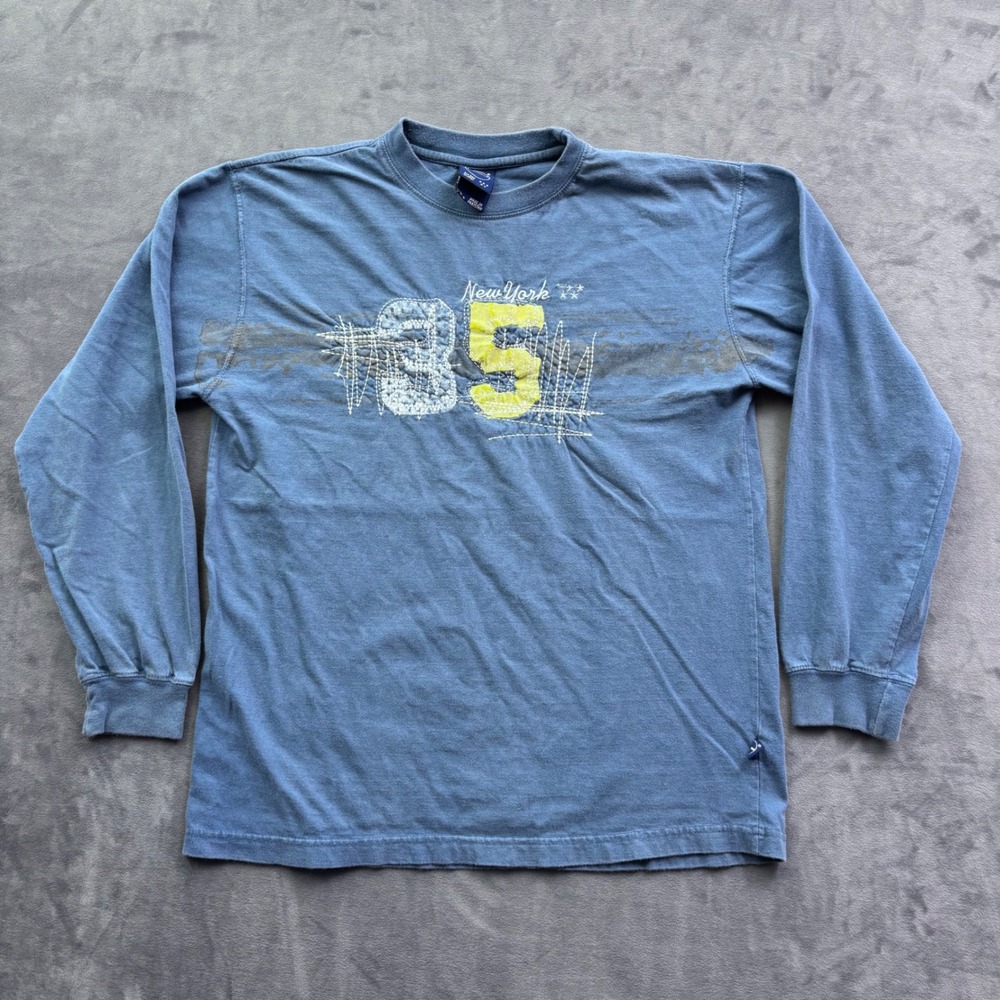 Blue Marlin Five Star Vintage New York 85 Long Sleeve Graphic Tee Blue L 14-16